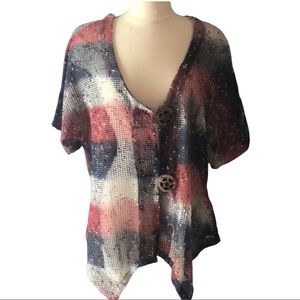 Catalog Favorites patriotic mesh red white blue size L‎ 4th of July cover up